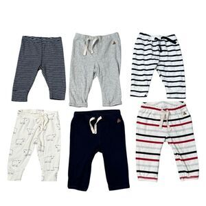 Baby GAP Boys Bundle of Comfy 6 Pull-On 100% Cotton Pants. 3-6 & 6-12 Months.